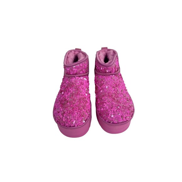 UGG Boots Sparkling Pink Shoes Wool 5 Woman Brand Short Boot - Picture 2 of 10